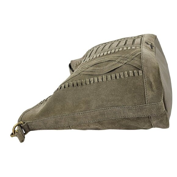 NANETTE LEPORE Bone Suede Hobo Shoulder Bag with Intricate Woven Design - Picture 3 of 11